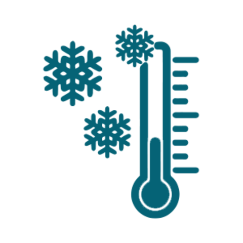 Icon Temperaturanzeige Frostfestes und hitzebeständiges Terrassensystem für Outdoor-Fliesen.