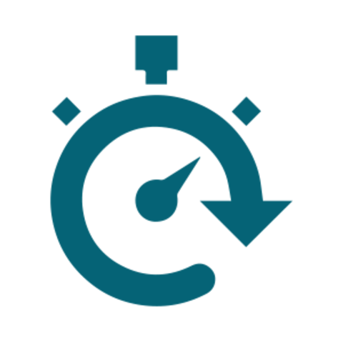 Icon Stoppuhr Schnelle Verlegung von Outdoor-Fliesen mit dem SOLID TERRASSENSYSTEM.